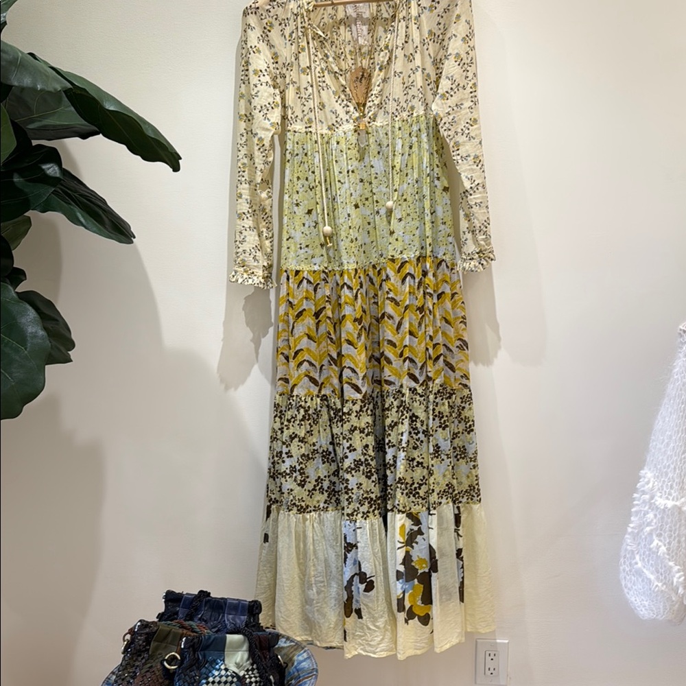 Cream and Gold V-Neck Maxi Dress for Wedding Guests